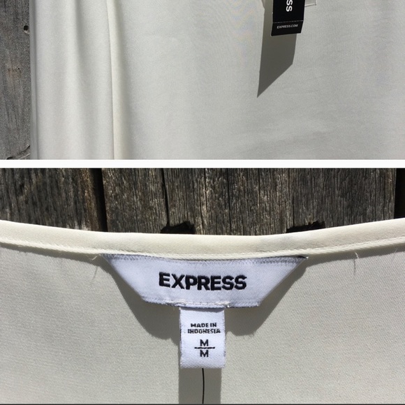 NWT Express Button Cuff Blouse Ivory M - Picture 4 of 4
